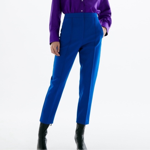 Zara Pants - NWT Zara Cobalt Blue High-Waisted Trousers Size Medium
